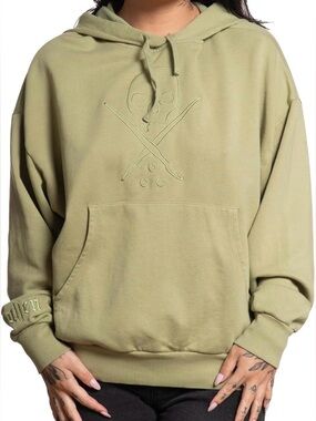 Sullen Art Collective Women’s Green Sweatshirt Hoodie w/Green Skull, Size:2X,NWT